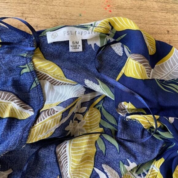 FSL+ Blue & Yellow Flowy Kimono Cover - size S/M - Picture 3 of 5